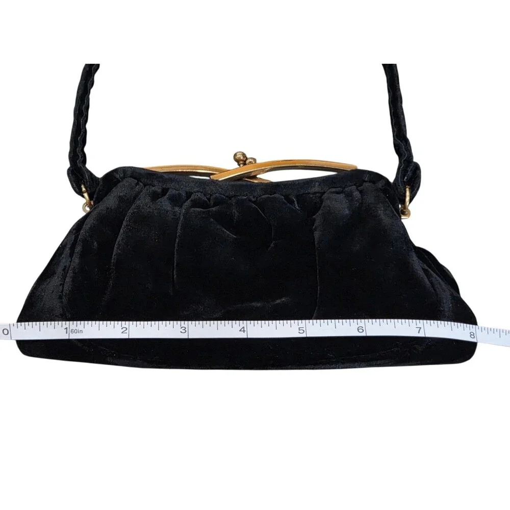 Vintage 40s/50s Whiting and Davis MCM Black Velvet Evening Handbag